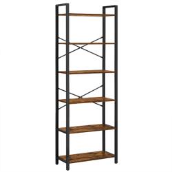 VASAGLE VASAGLE, vintage, 66×30×186 cm, 6 polcos polc, fekete-barna (81057)