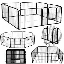 Pepita Țarc pentru animale de companie Pepita cu 8 piese, pliabil, convertibil 240x80x60cm - Negru (KF-MC8-6080)