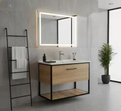 Coloana Mobilier baie suspendat Loft Scandi, cu blat si lavoar ceramic, 75 cm (4823065834153)