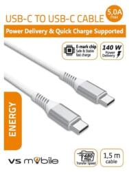 VS Mobile Cablu VS Mobile - USB-C la USB-C, 140W, 5A, 1.5 м, alb (W5A140WPDWH)