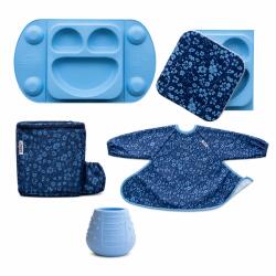 TIDY TOT Set Premium Diversificare - Fleur Jardin (albastru) - Tidy Tot (wbfjbl) Set pentru masa bebelusi