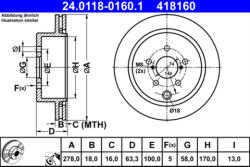ATE Disc frana ATE 24.0118-0160.1 (24.0118-0160.1) - turbochic