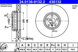 ATE Disc frana ATE 24.0136-0132.2 (24.0136-0132.2) - turbochic