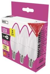 3M Bec LED EMOS Lighting E14, 220-240V, 4.2W, 470lm, 2700k, alb cald, 30000h, Lumânare Clasică 102x35x35mm - pachet de 3