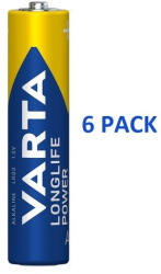 VARTA LONGLIFE Power Alkaline LR03/6 4903 1, 5V tartós AAA mikro elem (Varta-Longlife-Power-LR03-6)