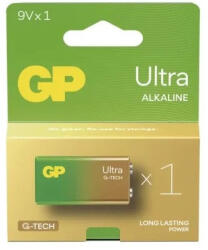 GP Batteries ULTRA Alkaline 6LR61 G-TECH B02511 tartós 9V elem (GP-ULTRA-6LR61)