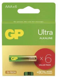 GP Batteries ULTRA Alkaline LR03/6C G-TECH B0211V 1, 5V tartós AAA mikro elem (GP-Ultra-LR03-6C)