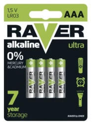 RAVER ULTRA LR03/4 Alkaline B7911 1, 5V tartós AAA mikro elem (Raver-ULTRA-LR03-4)