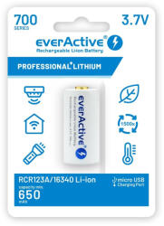 everActive RCR123A 650mAh 16340 micro USB újratölthető 3, 7V Lithium fotóelem (everActive-RCR123A-650-3-7V)