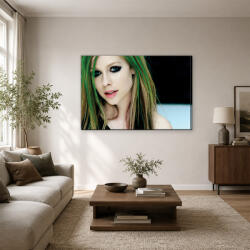 Avril Lavigne közeli portré zöld hajjal vászonkép (bety_2703)
