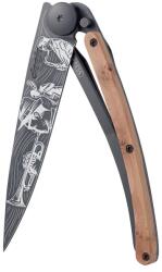 DEEJO 1GB173 TATTOO BLACK / Ultrakönnyű zsebkés egzotikus borókagyökér-nyéllel (1GB173)