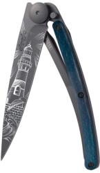 DEEJO 1GB168 TATTOO BLACK BLUE BEECH / Ultrakönnyű zsebkés kékre pácolt bükkfa nyéllel (1GB168)
