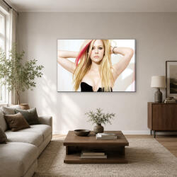 Avril Lavigne portré rózsaszín hajtincsekkel vászonkép (bety_2297)