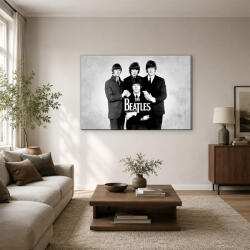 Beatles fekete-fehér öltönyös csoportkép vászonkép (bety_1544)