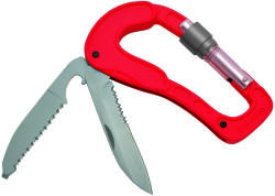 Baladéo ECO 211 CLIFF / Alumínium karabiner biztonsági zárral, 2 pengével - piros (COR ECO211)