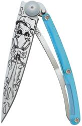DEEJO 1CB025 TATTOO / Ultrakönnyű zsebkés műanyag nyéllel és permetező mintájú pengével - kék (1CB025)