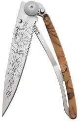 DEEJO 1CC512 TATTOO SERRATION BROWN / Ultrakönnyű zsebkés alumínium nyéllel és részben recés pengével (1CC512)