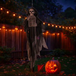 D&D Animált Halloweeni csontváz sírkővel, mozgó, hangot ad, 160 cm (DD69668)