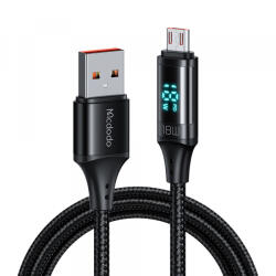 Mcdodo Cablu Date si Incarcare USB-A - microUSB McDodo CA-1070 Display, 18W, 1.2m, Negru - gsmboutique