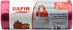 SAFIR Saci menajeri parfumati, cu manere, SAFIR, 20 L, 30 buc/rola capsuni