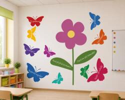 Eosette Autocolant Floare cu Fluturasi cu Mesaje, 125x150 cm