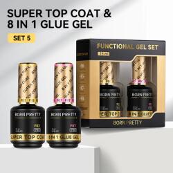 BORN PRETTY PRO Technikai szett - No. 05 - Super Top Coat + 8in1 Base Gel - 2x15 ml (63989-5)