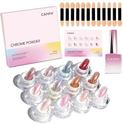 CANNI - Chrome Powder szett - 12db krómpor + Chrome Powder Top Coat 9ml (36024k)