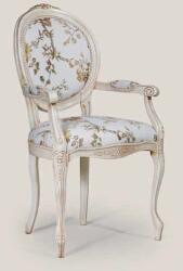 Settimo Scaun dining din lemn Vittorio, cu brate, tapitat, Stil Clasic Italian (EU452)