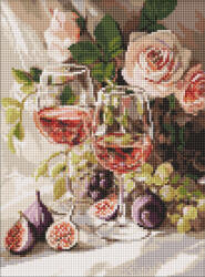 Ideyka Set goblen cu diamante, cu sasiu, Natura statica cu smochine, 30x40 cm (AMO20391)