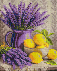 Ideyka Set goblen cu diamante, cu sasiu, Lavanda si lamai, 40x50 cm (AMO20486)