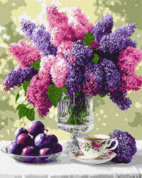 Ideyka Set pictura pe numere, cu sasiu, Liliac si prune, 40x50 cm (KHO3388)