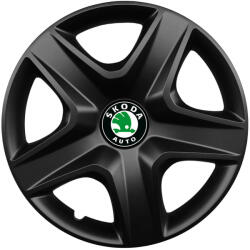 AutoHelix MSA Set 4 capace roti 16 inchi (R16) compatibile SKODA, Model 418 Black (Black418SKODA)