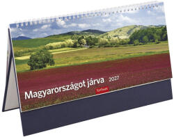 TOPTIMER Asztali naptár képes TOPTIMER T056 álló fehér lapos Magyarországot járva kék 2027 (T560T-004) - tonerpiac