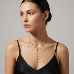 Ezera Colier lung Suna elegant minimalist din oțel inoxidabil cu pandantive lacrima din zircon multicolor (CLSUNAOI)