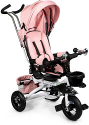 ECOTOYS Tricicletă rotativă la 360° Roz Delux cu acoperiș ECOTOYS