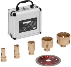 MSW Set de burghie diamantate - pentru polizoare unghiulare - 20 / 25 / 35 / 55 / 68 mm - disc diamantat de tăiere 115 mm MSW-DDSET2 (MSW-DDSET2)