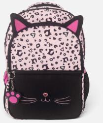 Welora Ghiozdan Fete Scoala Primara, Negru/Roz, Model Leopard cu Pisicuta, Urechi 3D, Breloc, Spate Ergonomic, 20L, 30x16x42 cm (DIV-1265052)