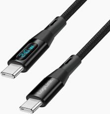 LogiLink CU0446 USB 2.0 Type-C kábel, C/M - C/M, 480 Mbit/s, 240W, kijelző, nejlon, fekete, 1 m (CU0446)