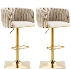 Gomyway Set de 2 scaune de bar vintage cu spătar și suport pentru picioare, scaune de dining, Fildeș (F-GOM-W2845P201405)