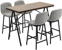 HOMCOM Bárasztal szett bárszékekkel, 120 cm x 60 cm x 91 cm, világosszürke (835-875V00LR)