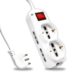 V-TAC Priza multipla V-TAC cu 6 iesiri, cablu 1.5 m, cu intrerupator, culoare alba (72189170)