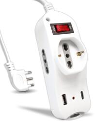 V-TAC Priza multipla V-TAC cu USB-C Power Delivery 20W, 3 iesiri, 1, 5m cablu (71953978)