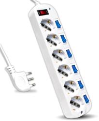 V-TAC Priza multipla V-TAC cu 6 socketi, 1016 A, 1.5m cablu, culoare alba (92503139)