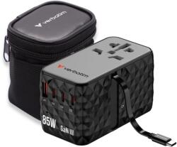 Verbatim Adaptor de calatorie Verbatim GaN III 85W cu 3 USB-C, USB-A, negru (28656234)