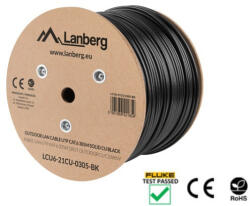 Lanberg LCU6-21CU-0305-BK Cat. 6 UTP PE CU Fca 250 MHz AWG23 305 m cablu negru neecranat pentru exterior