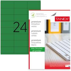 Tanex Etichete color autoadezive, 24/A4, 64 x 34mm, 25 coli/top, TANEX, verde fluorescent (TX-TW-2024-FGR)