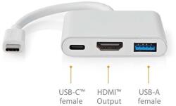 Nedis USB-C multiport adapter, dokkoló - HDMI/ USB-A / USB-C aljzat, 5 Gbps (CCGB64770WT01) (CCGB64770WT01)