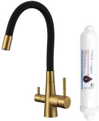 Laveo Riveco baterie de bucatarie cu filtru pe picior negru-aur/aur vechi BRIBG68D (BRIBG68D)