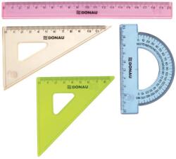 DONAU Set geometrie mic, contine: rigla 20cm, raportor, echer 10.5cm, echer 15cm, DONAU - culori asortate (DN-7083904PL-99)