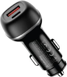 ColorWay Autós töltő 2xUSB (Type-C PD65W + USB QC3.0 18W) (83W), fekete (CW-CHA068PD-BK) (CW-CHA068PD-BK)